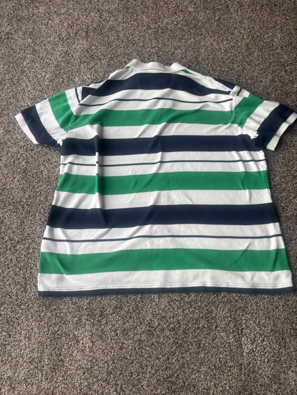 Nautica Green Navy White Striped Polo Shirt XL men golf collar button - Picture 5 of 5